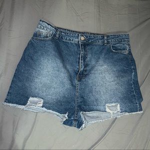 Mid Rise Denim Shorts